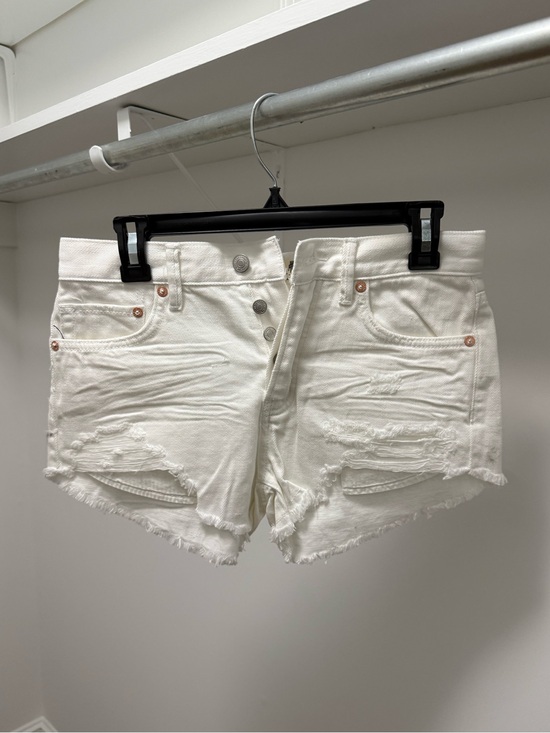 Free People Pants - Free People: We The Free Mini Ivory/White Jean Shorts
